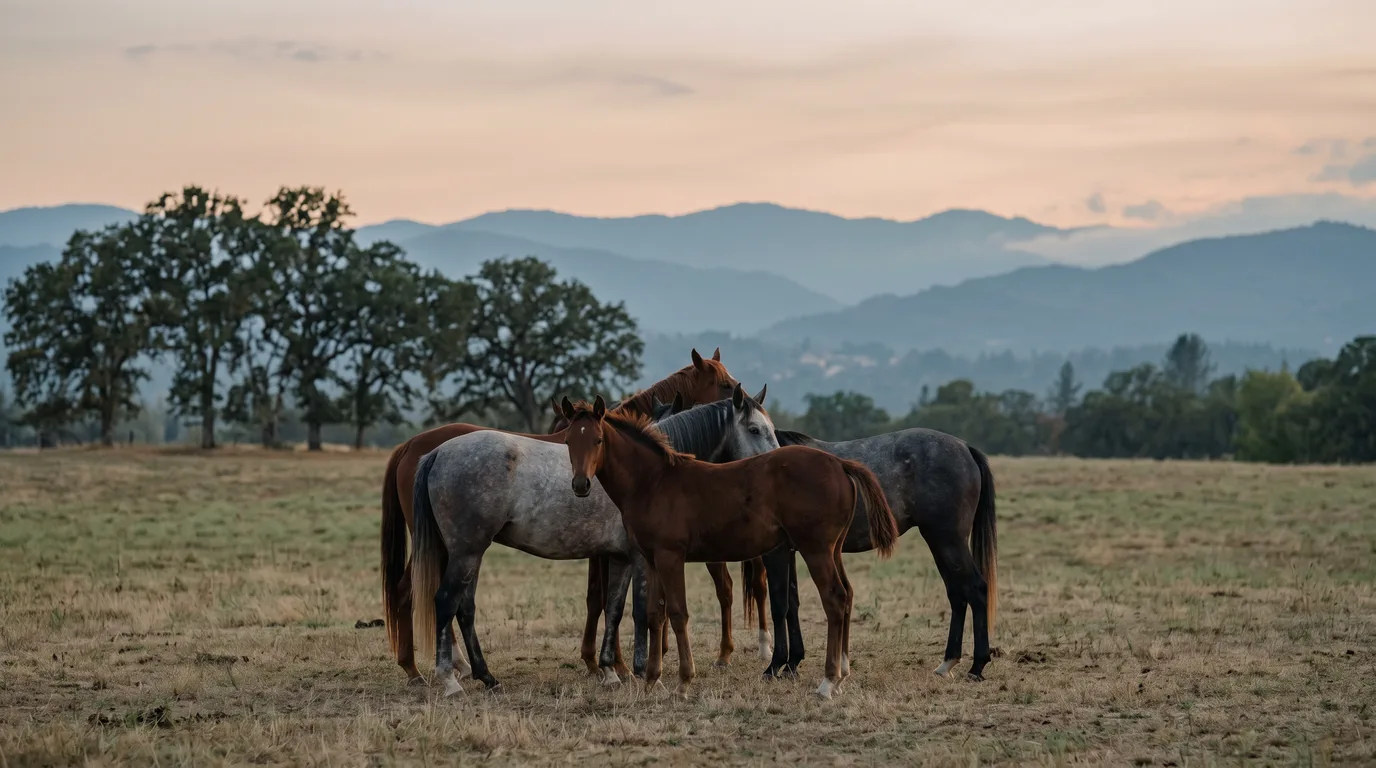 Chevaux en liberté, Cavaliers de la Cabriole, Drôme